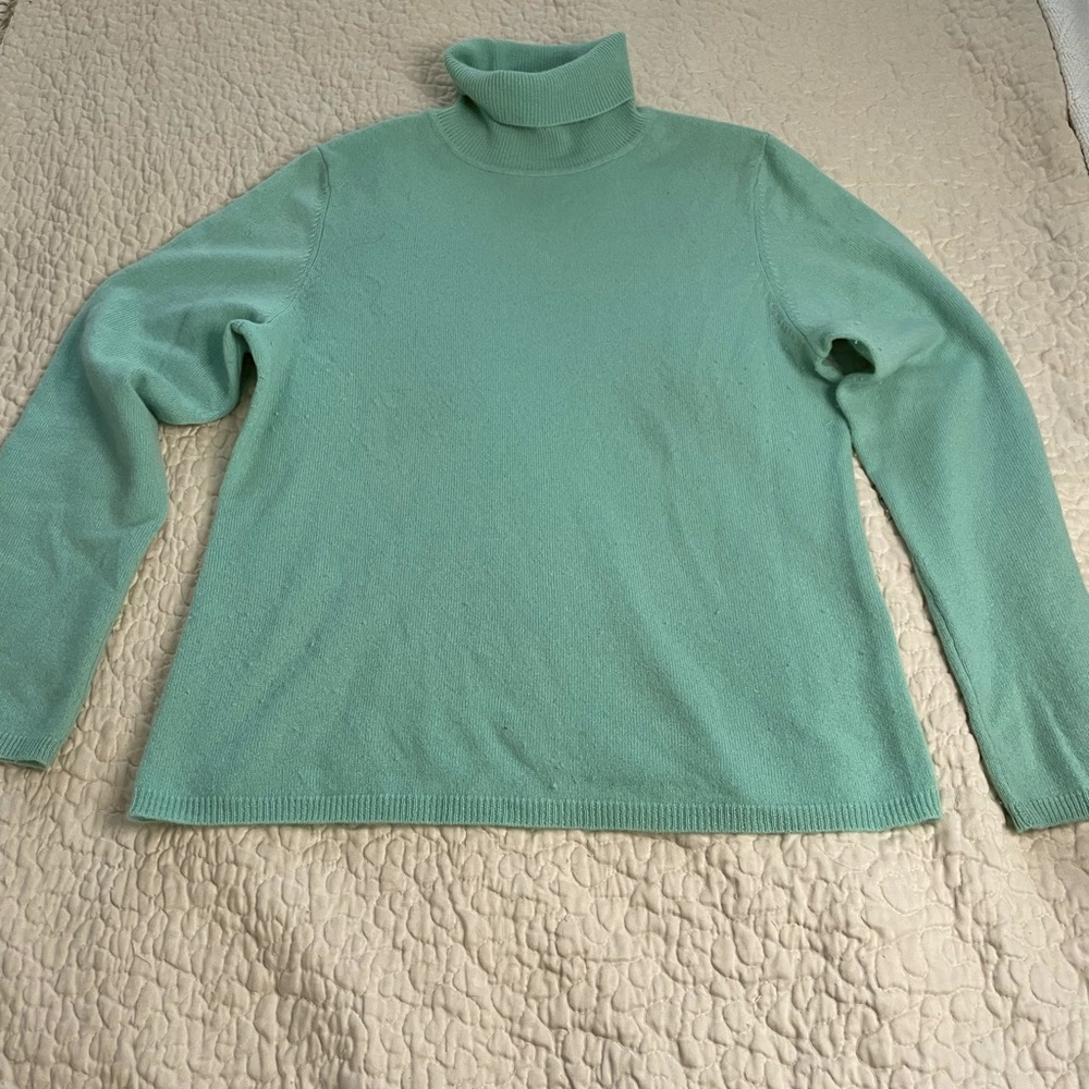 Cashmere by Charter Club turtleneck sweater, mint green, L